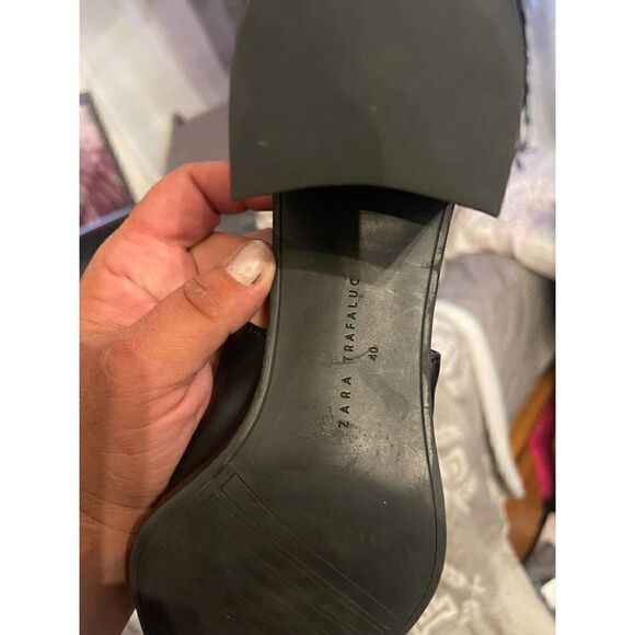 ZARA TRF Women's EUR 40 9Black Leather Studded Ankle Boots Zippered Back - Picture 5 of 8